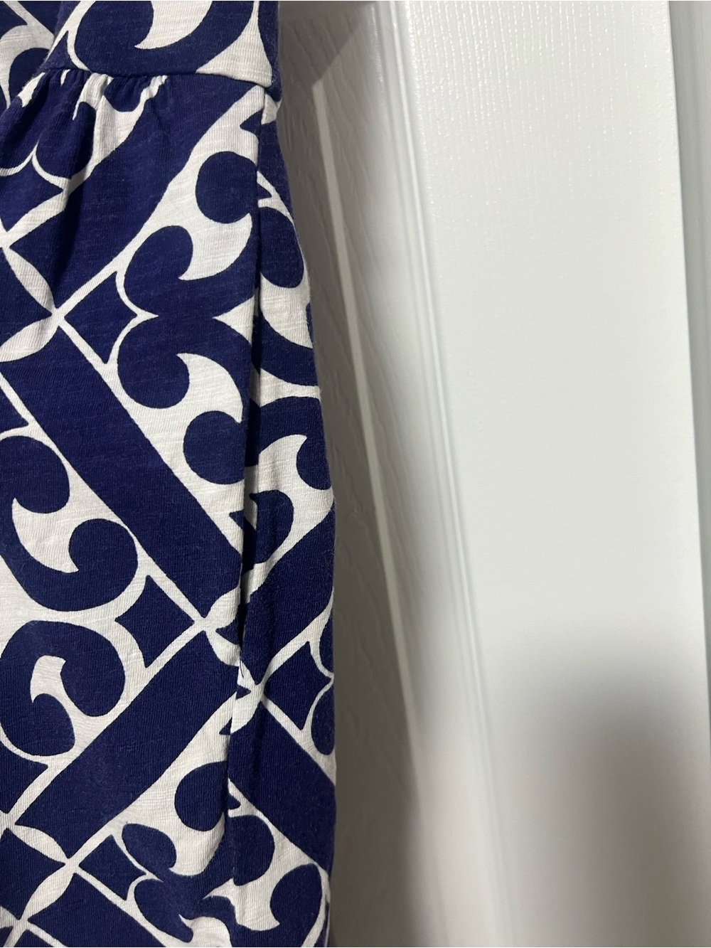 Boden Blue White Geometric Fit & Flare Cotton Dress US 6 - Picture 3 of 5
